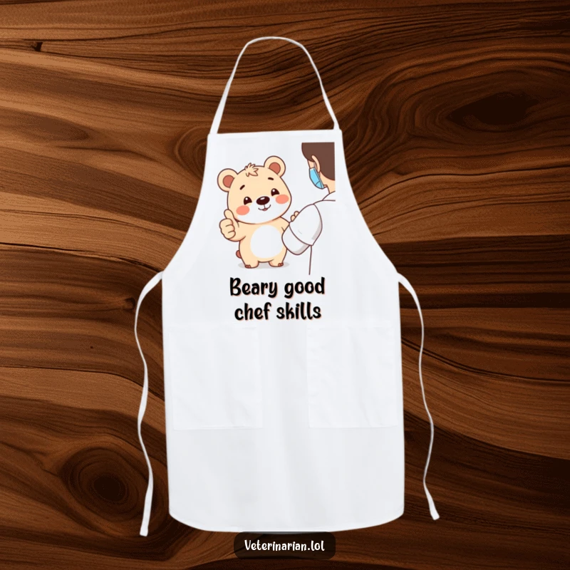 Funny bear thumbs-up apron showing a smiling bear giving a thumbs-up, perfect for keeping clothes clean with a side of cheerful encouragement.