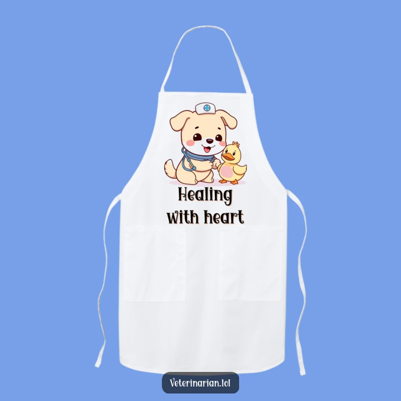 Funny Dog Vet Apron: Cheerful Canine & Duck Kitchen Companion, Gift