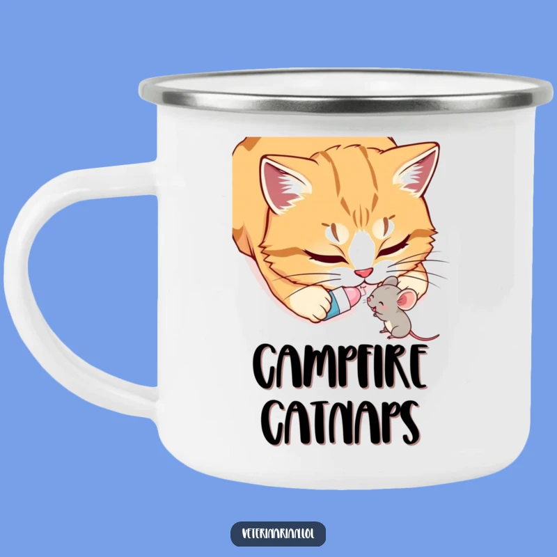 Funny Cat & Mouse Camping Mug: Kind duo, durable and funny gift for outdoor trips.