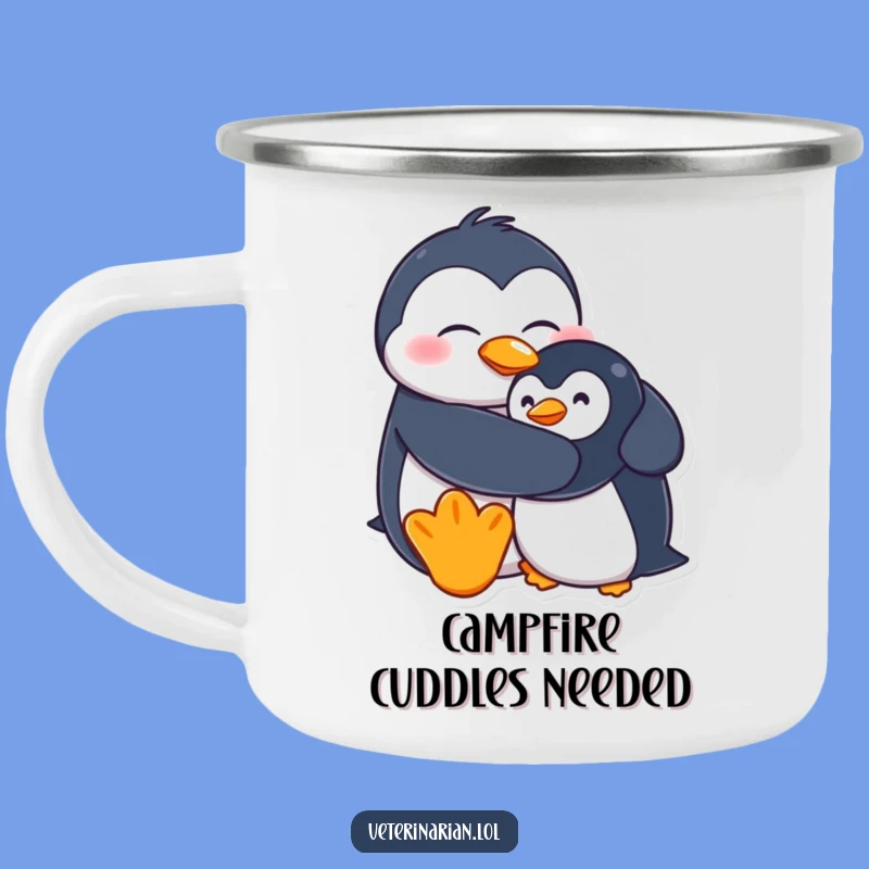 Funny Penguin Hug Camping Mug: Adventure Buddy & Hot Drinks