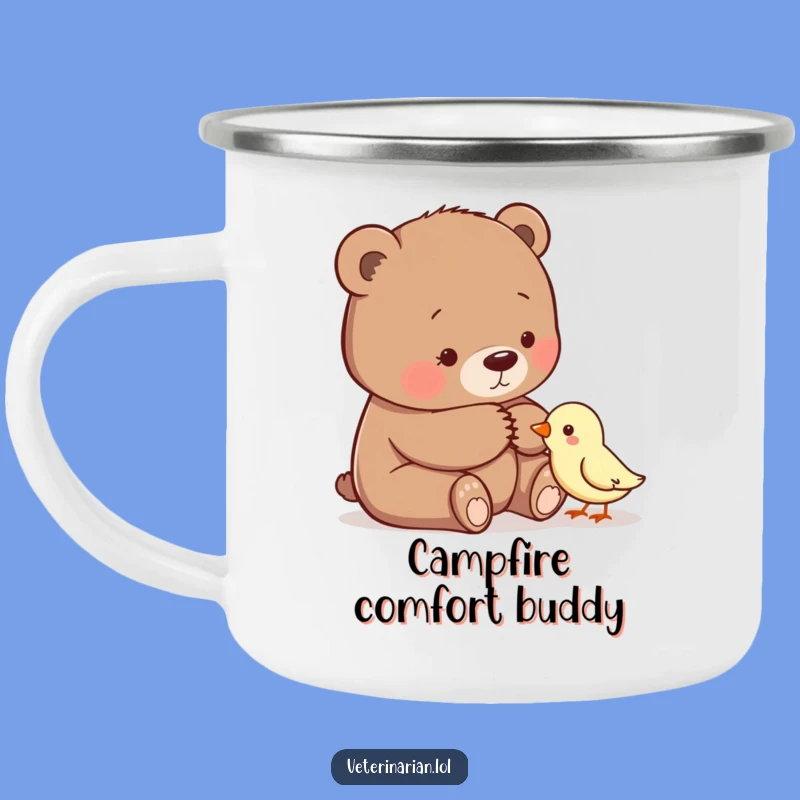Funny Bear Comforting Bird Camping Mug - Durable Gentle Drinkware, Perfect Heartwarming Funny Gift
