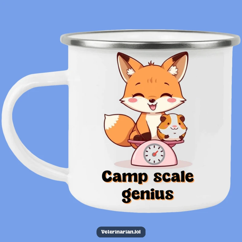 Funny Fox Weighing Guinea Pig Camping Mug - Durable Whimsical Drinkware, Perfect Quirky Funny Gift