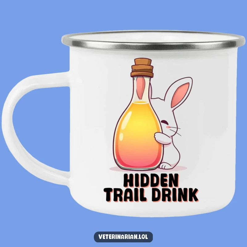 Funny Shy Rabbit Potion Camping Mug: Whimsical Outdoor Brews with Magical Art