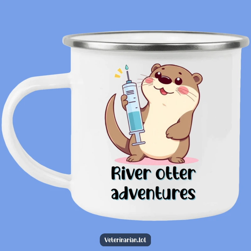 Funny Otter High-Five Camping Mug: Playful otter energy, durable and funny gift for outdoors.