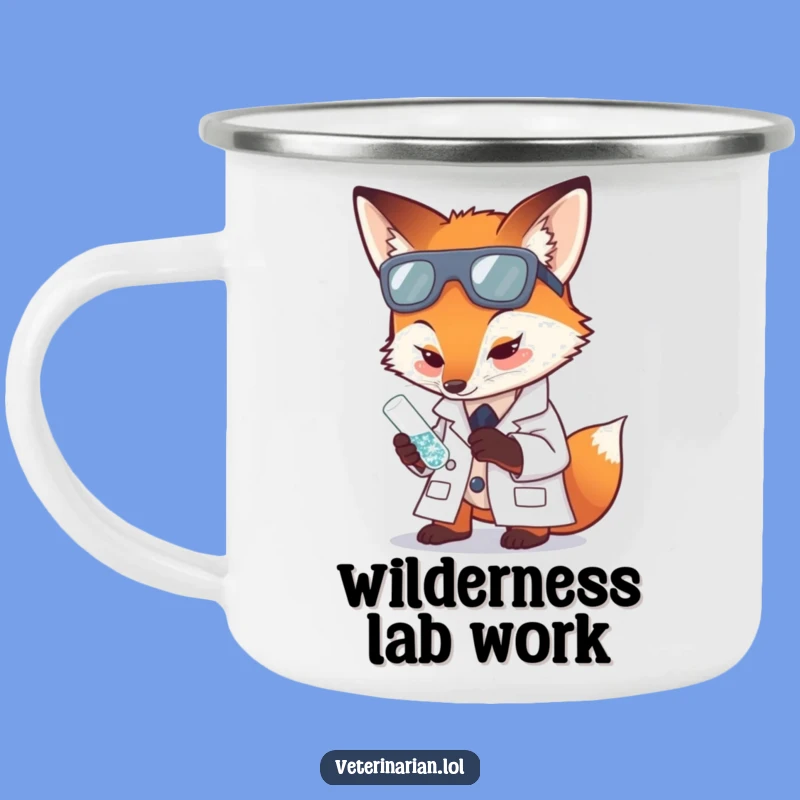 Funny Fox Scientist Camping Mug: Adventure-Ready Humor for Lab Enthusiasts