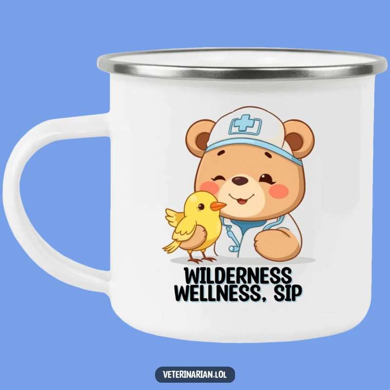 Funny Bear Vet Camping Mug: Kind Company for Outdoor Adventures