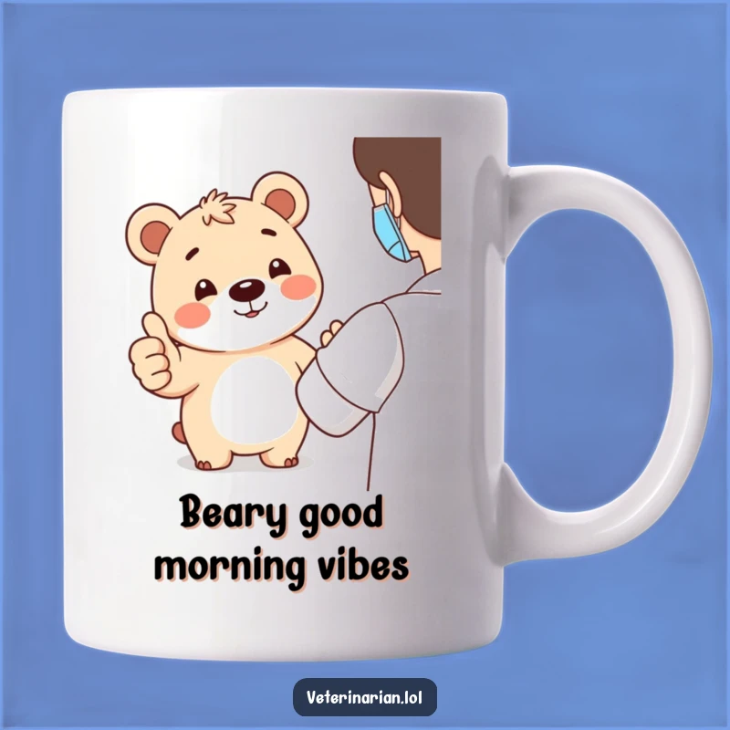 Funny Bear Thumbs-Up Mug: Cheerful Encouragement for Patients and Bear Lovers