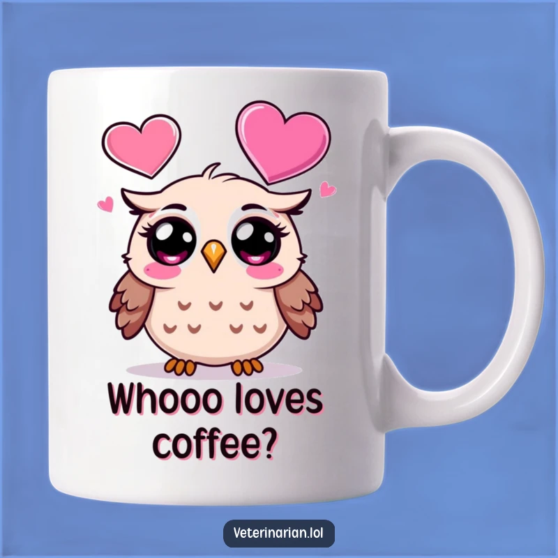 Funny Owl Love Mug: Surprised Cartoon Owl Sees Heart Icon, Perfect Funny Gift