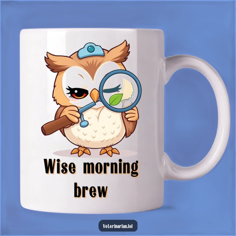 Funny Owl Vet Mug - Curious Leaf Examination - Wise & Whimsical Gift!