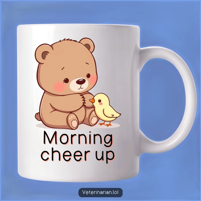 Funny Bear Comforting Bird Mug - Gentle Friendship Design, Perfect Heartwarming Funny Gift