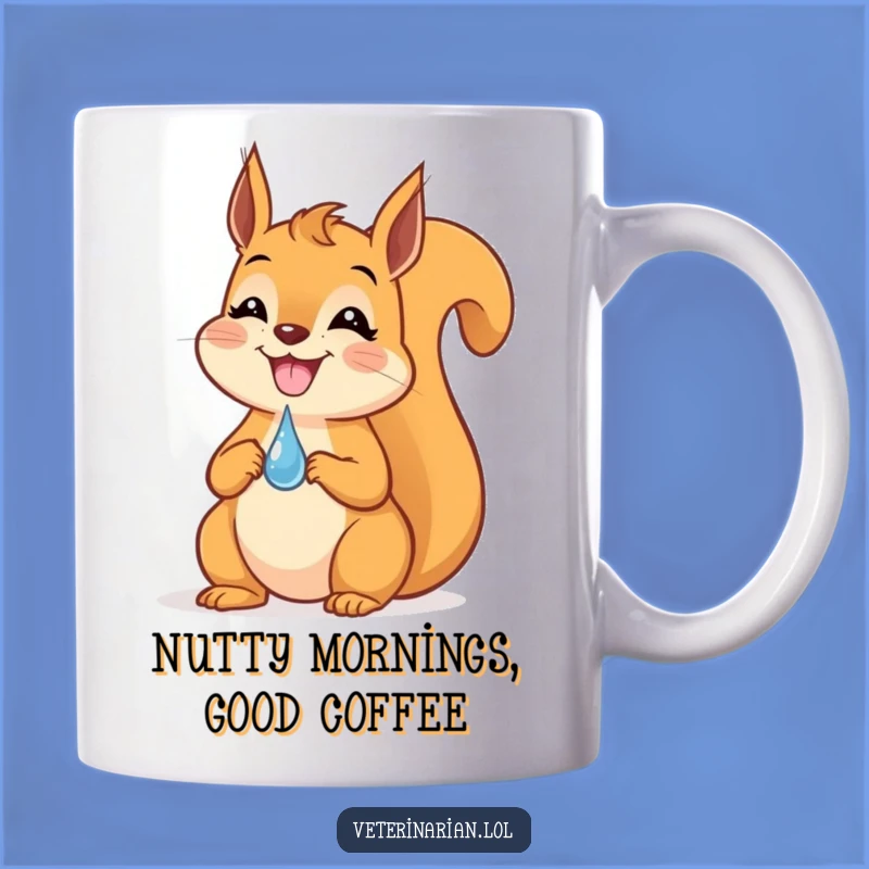 Funny Squirrel Dropper Mug: Grinning squirrel balancing act, a delightful funny gift for nature lovers.