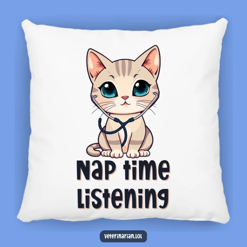 Cozy Funny Cat Doctor Pillow - Adorable Listening Comfort Gift