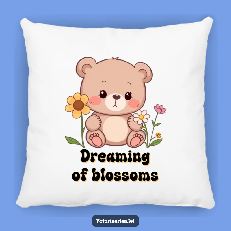 Funny Bear Flower Pillow: Soft & Sweet Curiosity Cushion, Cozy Gift