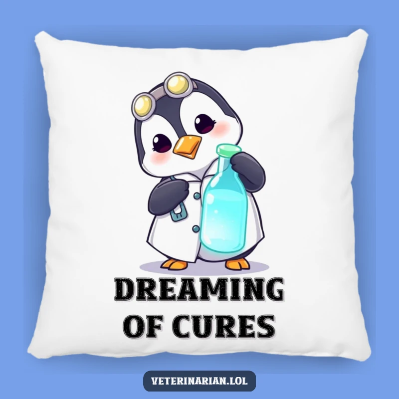 Cozy Funny Penguin Scientist Pillow - Adorable Lab Comfort Gift
