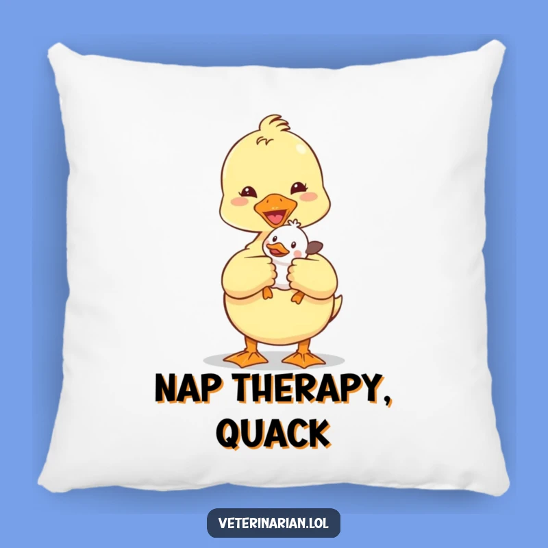 Funny Duckling Vet Pillow: Cute comfort with a doctor duckling, the ultimate funny gift.