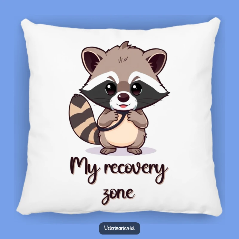 Funny Raccoon Doctor Pillow: Soft & Focused Cushion, Cozy Gift