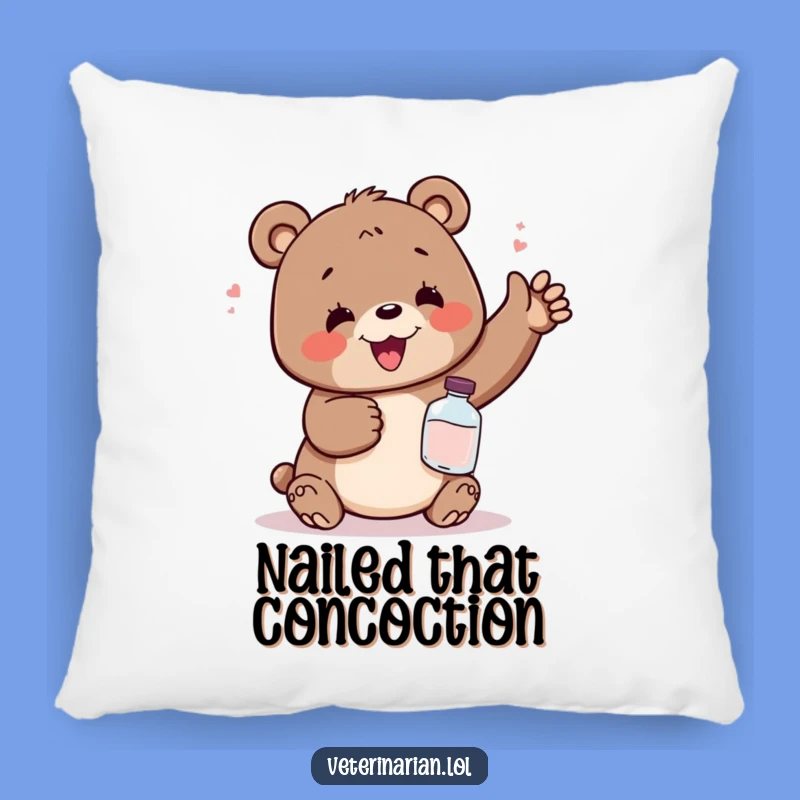 Funny Relief Bear Potion Pillow - Comfy Humor for Your Cozy Space