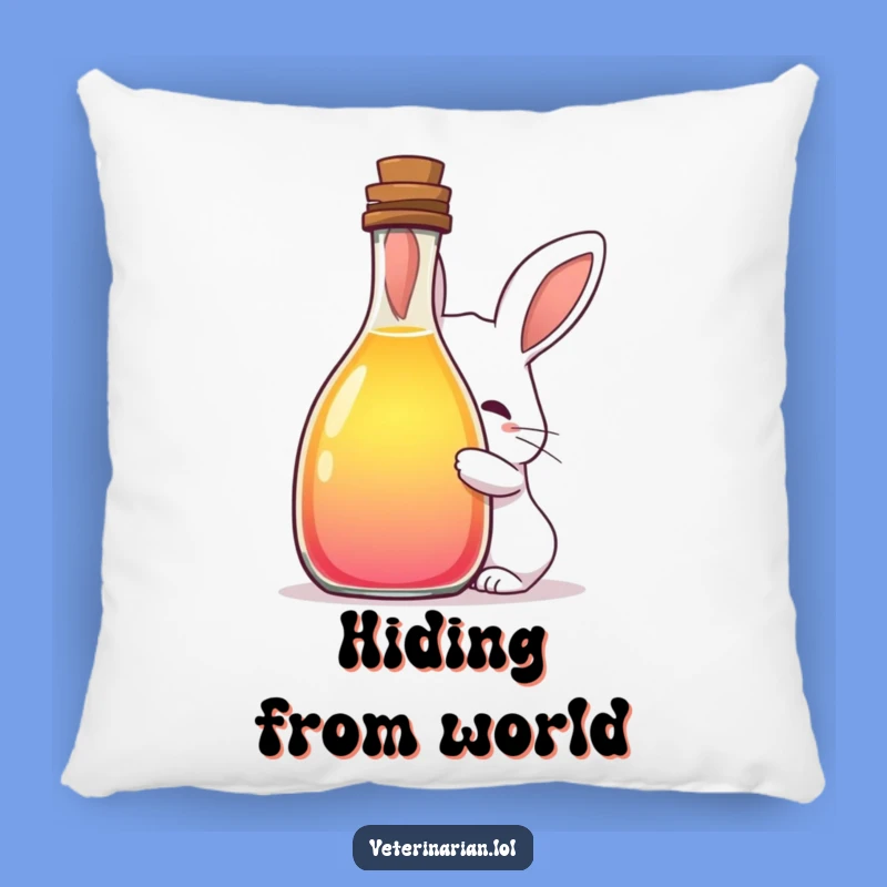 Funny Shy Rabbit Potion Pillow: Cozy Comfort with Whimsical & Mysterious Decor