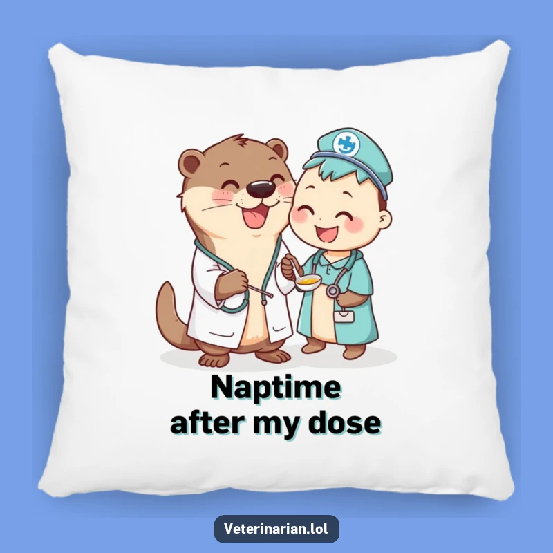 Funny Otter Vet Pillow: Adorable and Hilarious Comfort for Animal Lovers
