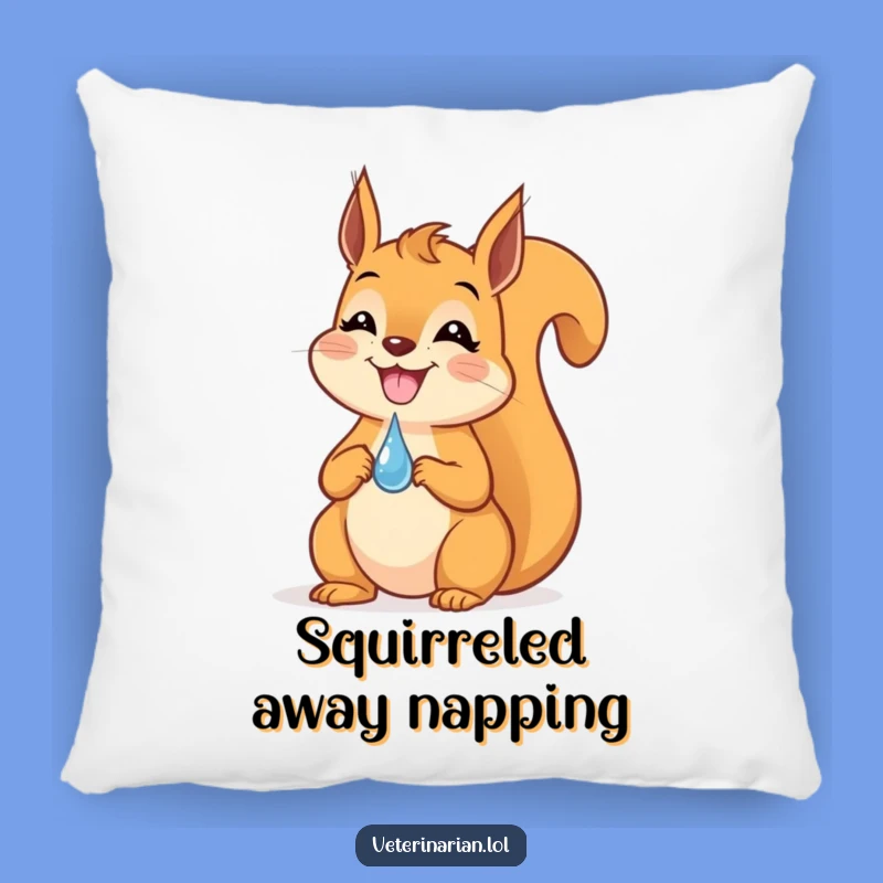 Funny Squirrel Dropper Pillow: Grinning squirrel comfort, a soft and funny gift for decor.