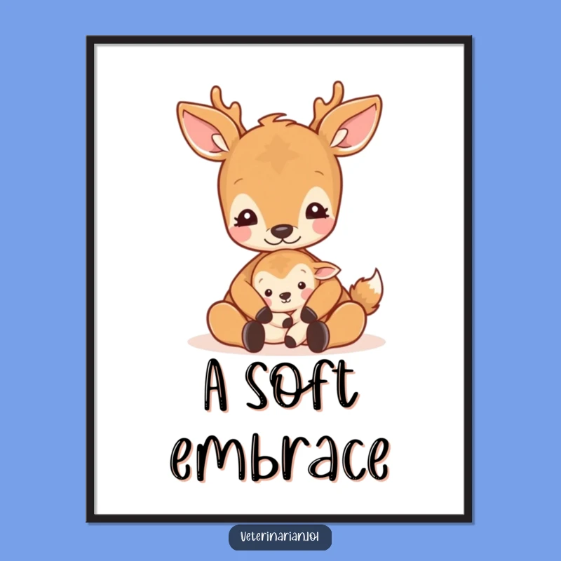 Funny Gentle Deer Digital Art: Frame Serenity and Kindness