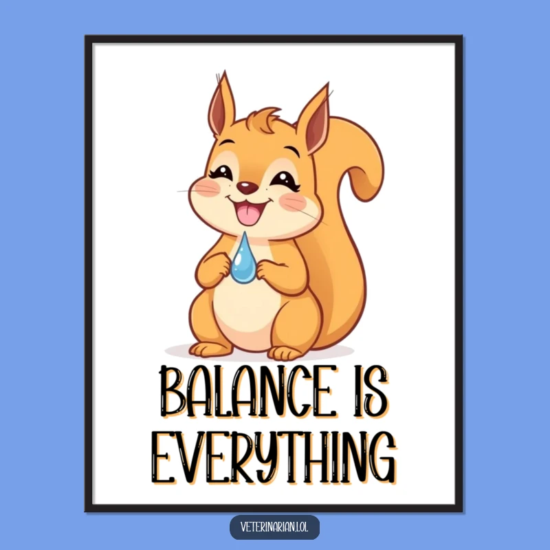 Funny Squirrel Dropper Digital Print: Grinning squirrel art, instant funny gift for walls.