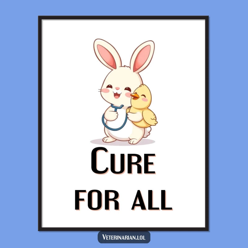 Funny Bunny Vet Digital Art: Print Adorable Animal Humor for Instant Decor
