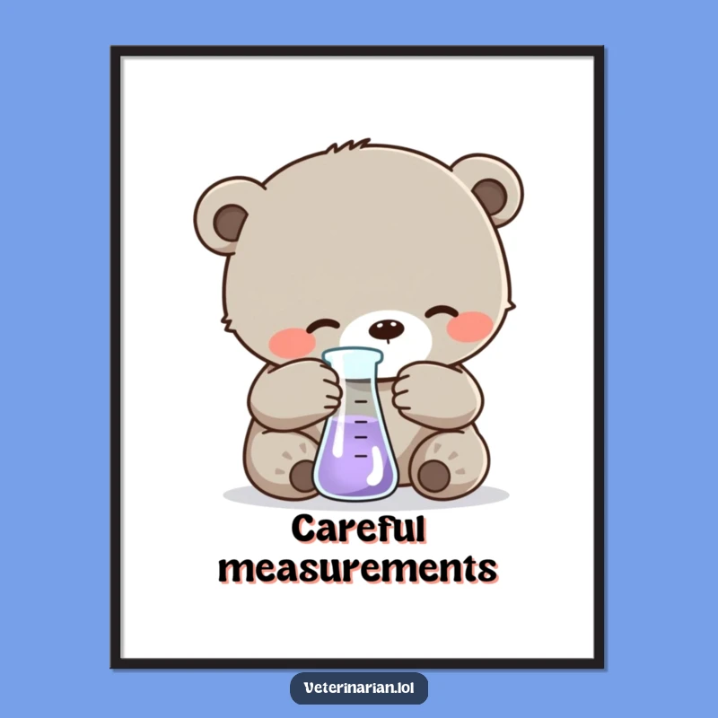 Funny Bear Cub Science Digital Art: Instant Adorable Lab Decor for Your Walls