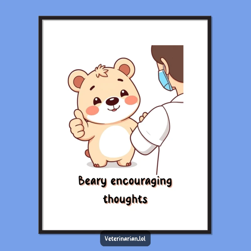 Funny Bear Thumbs-Up Digital Art: Instant Cheerful Decor for Your Walls