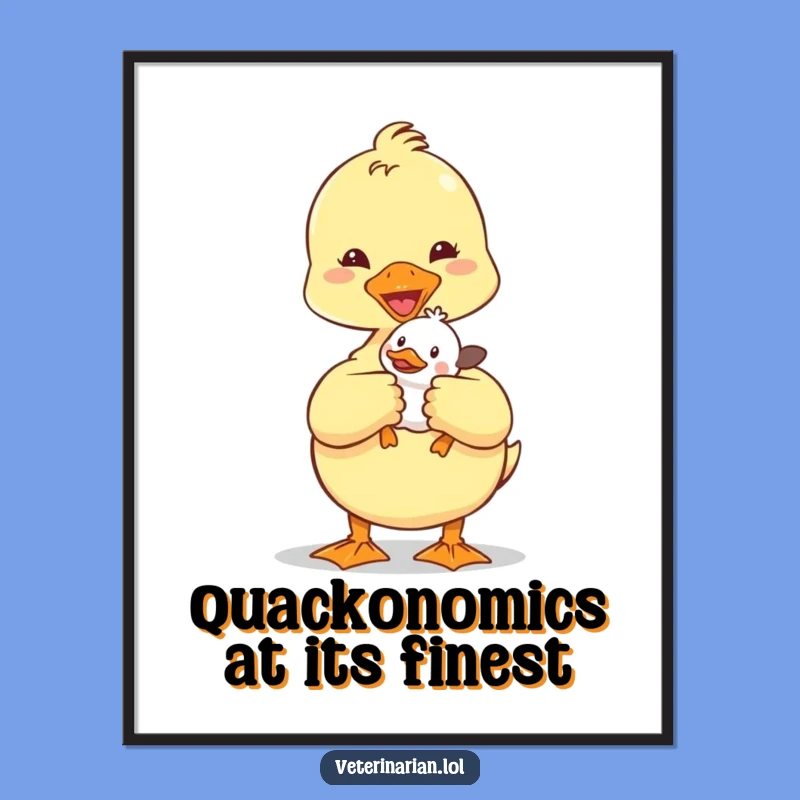 Funny Duckling Vet Digital Print: Adorable animal doctor artwork, instant funny gift for walls.
