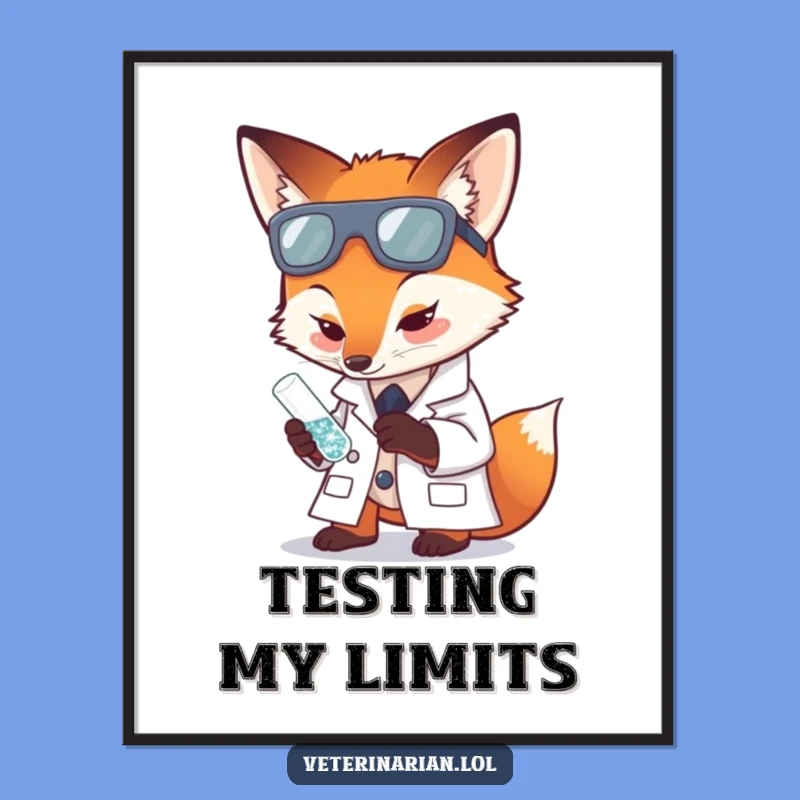 Funny Fox Scientist Digital Art: Print Clever Lab Humor for Your Walls