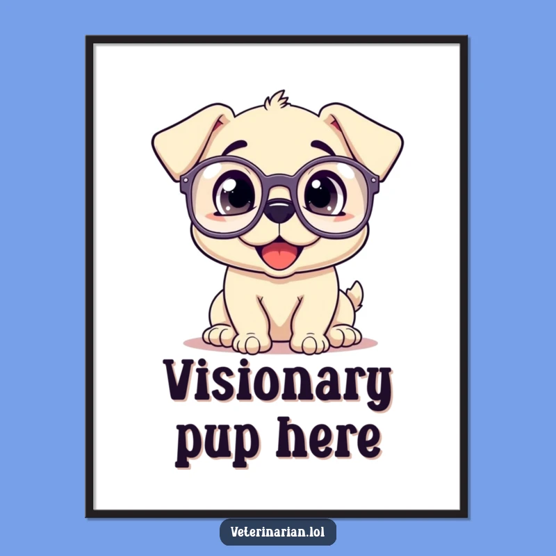 Funny Puppy Glasses Digital Art: Print Adorable Smart Humor for Your Walls