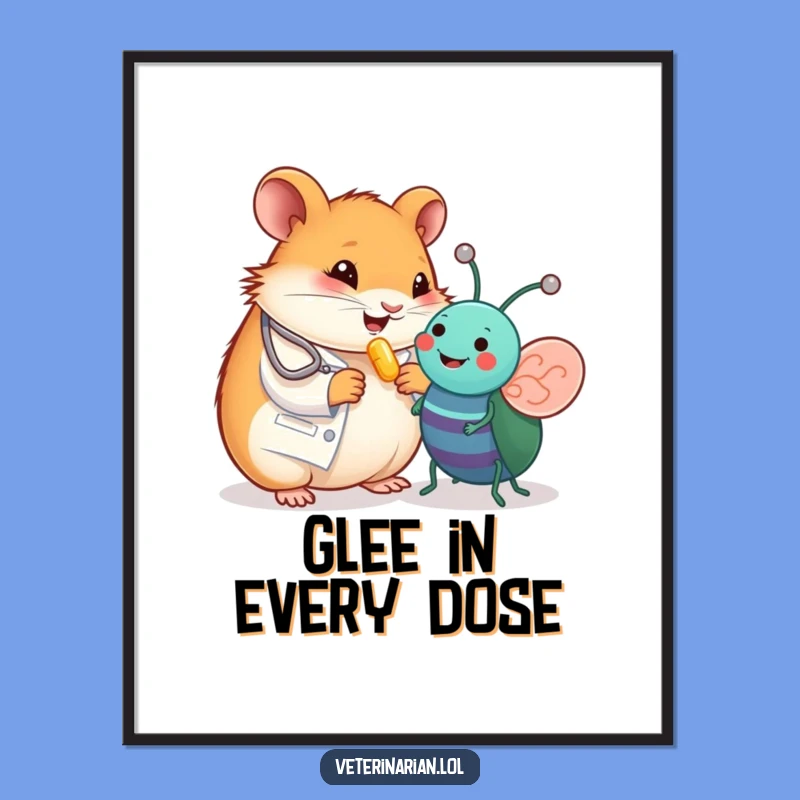 Funny Hamster Vet Digital Print - Cheerful Care for Tiny Friends!