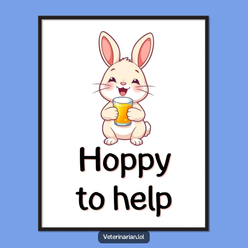 Funny Bunny Nurse Shot Digital Print - Brave Rabbit Art