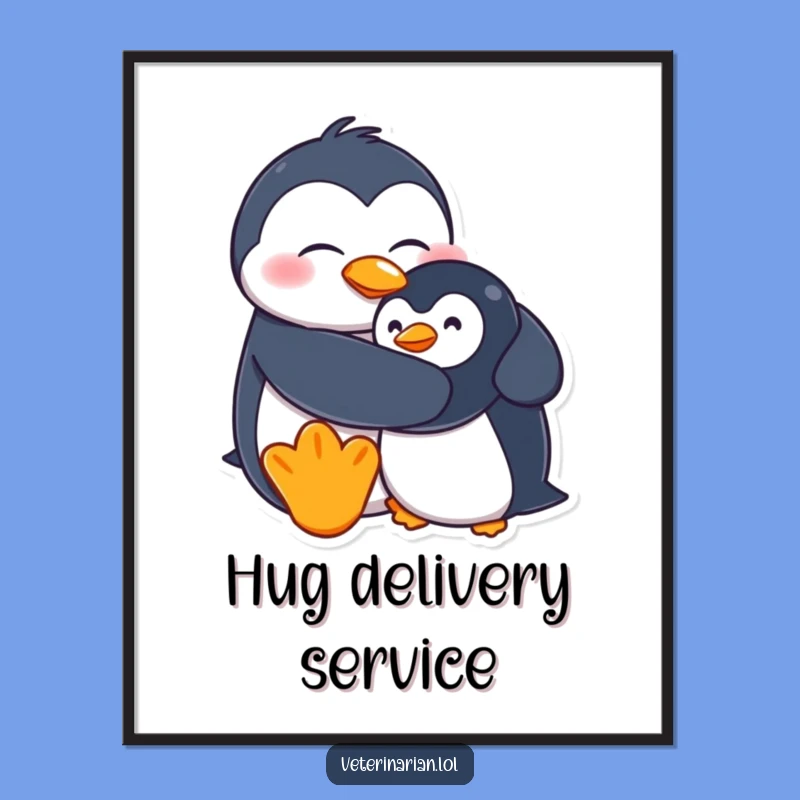Funny Penguin Hug Digital Art: Instant Download for Smiles