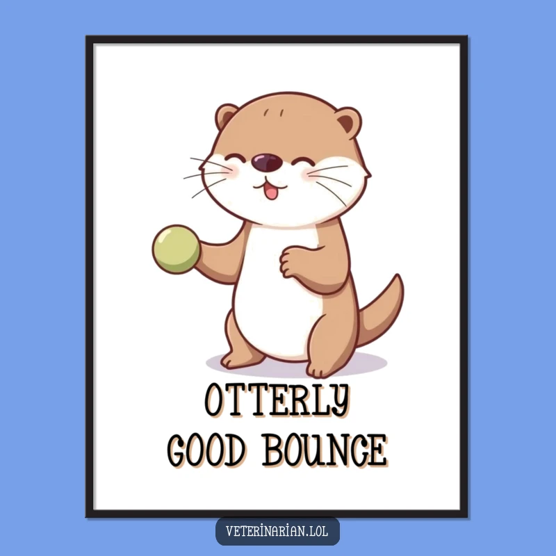 Funny Playful Otter Therapy Ball Digital Art, Printable Joy for Uplifting Decor