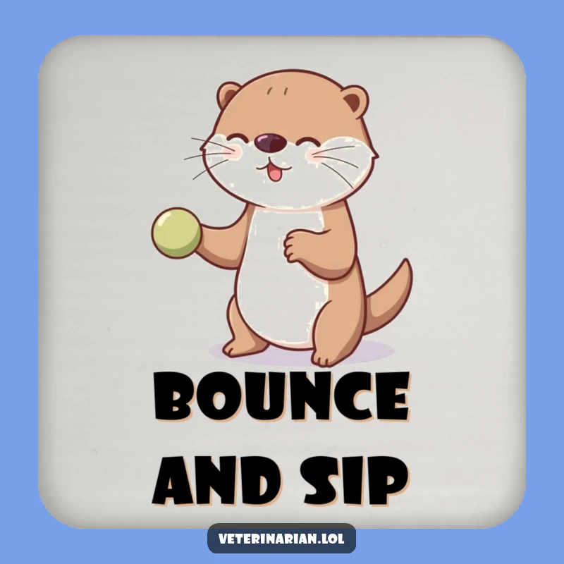 Funny Playful Otter Therapy Ball Coaster, Protects Surfaces with Whimsical Charm