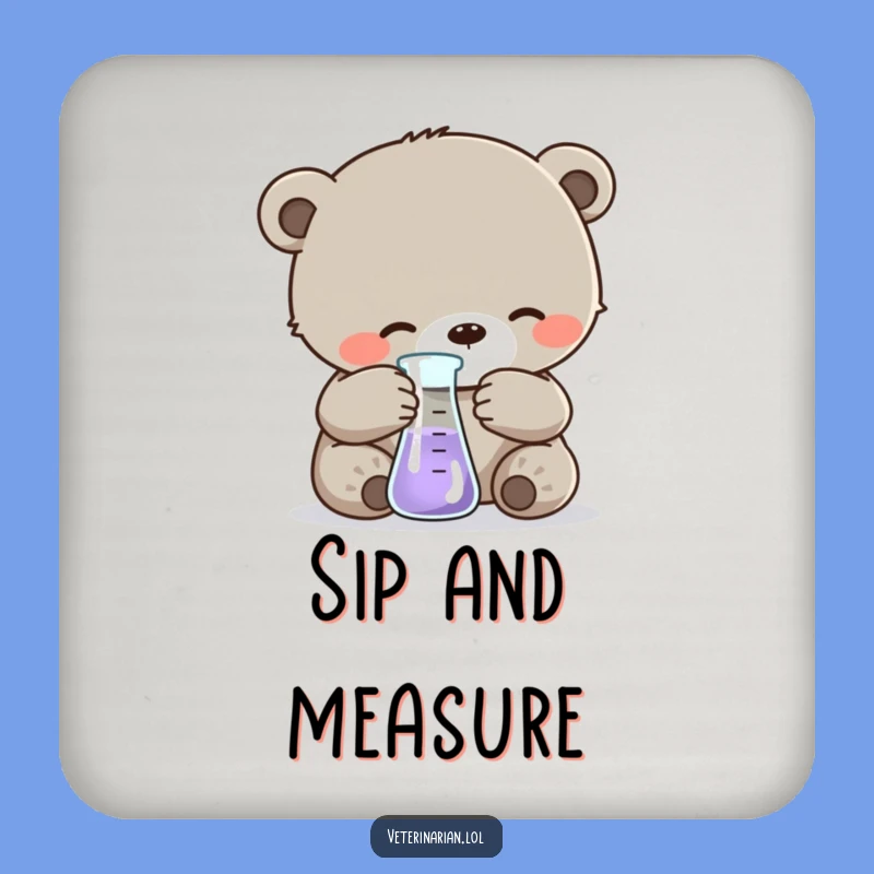 Funny Bear Cub Science Drink Coaster: Protect Surfaces with Adorable Lab Art