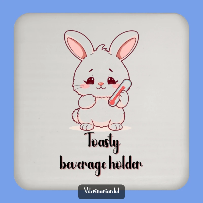 Funny Bunny Thermometer Coaster Set: Protect Surfaces with Sweet Bunny Humor!