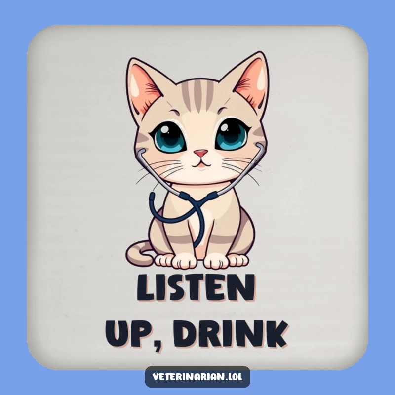 Funny Cat Doctor Coaster - Protect Surfaces with Care Gift