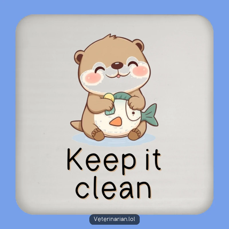 Funny Otter Cleaning Coaster Set: Protect Surfaces Playfully