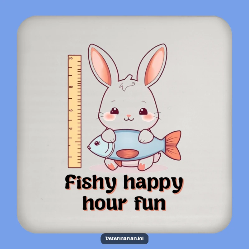Funny Rabbit Fish Measure Drink Coaster: Protect Surfaces with Gentle Nature Humor