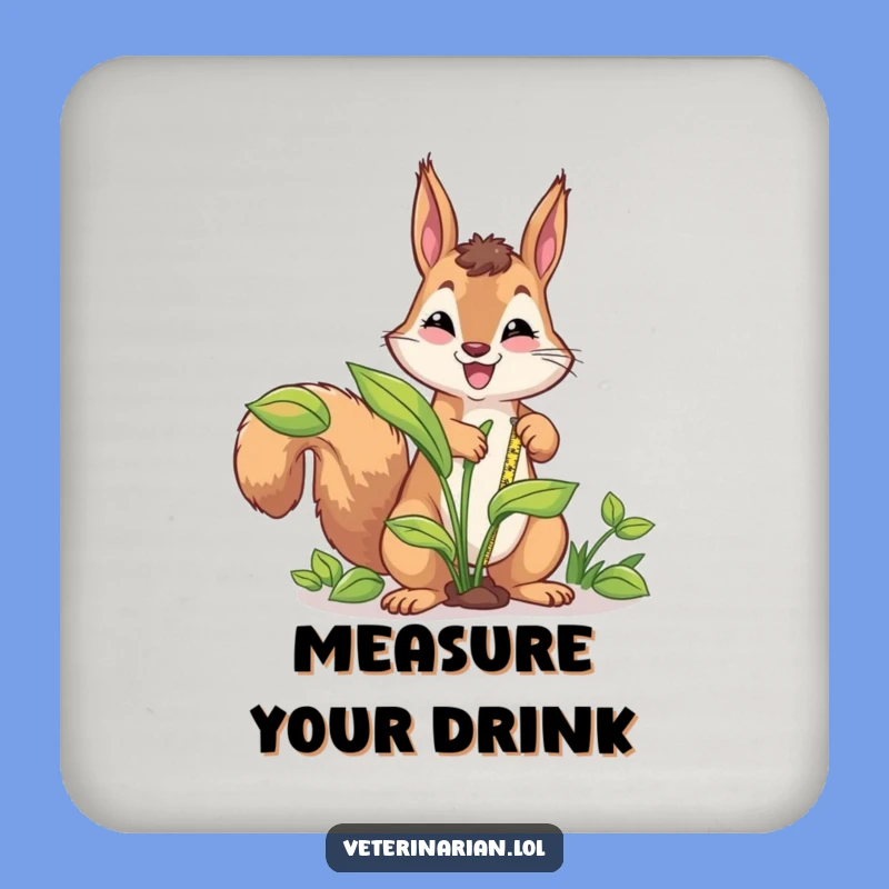 Funny Squirrel Gardener Coaster Set: Protect Surfaces with Energetic Squirrel Humor!