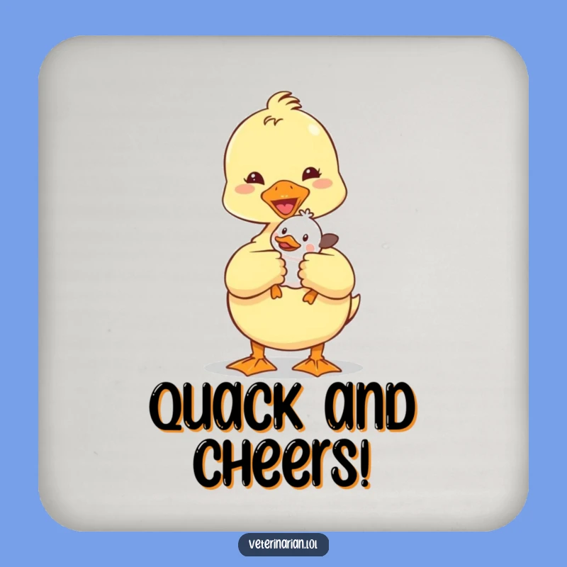 Funny Duckling Vet Coaster: Protect surfaces with this cute doctor duckling, a charming funny gift.