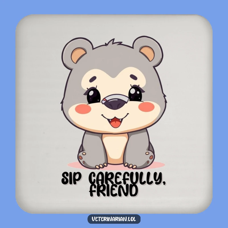 Funny Brave Bear Cub Coasters: Protect Surfaces with a Smiling Cub, Ideal Funny Gift