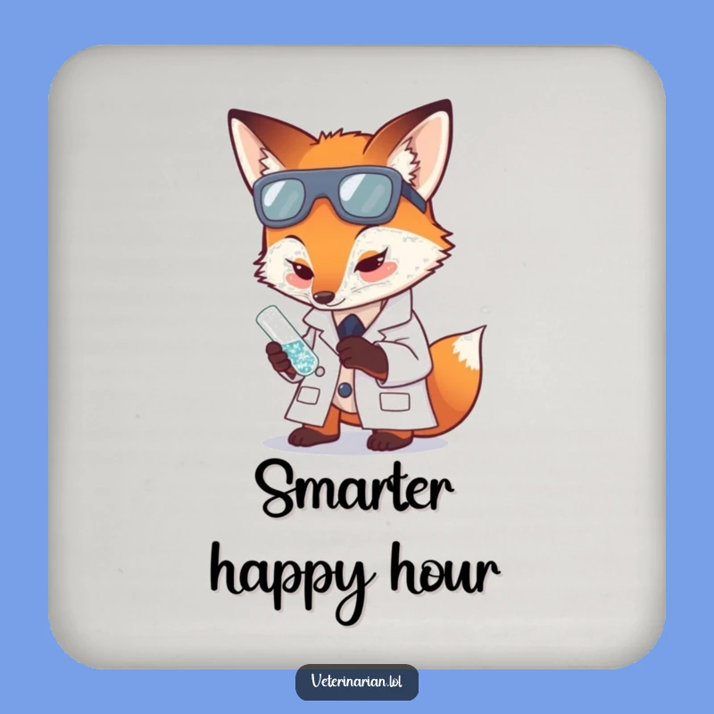 Funny Fox Scientist Coaster: Protect Surfaces with Laboratory Humor