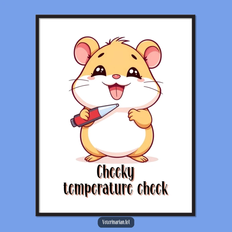 Funny Hamster Fever Poster: Beaming Cartoon Hamster Art, Whimsical Sick Day Funny Gift