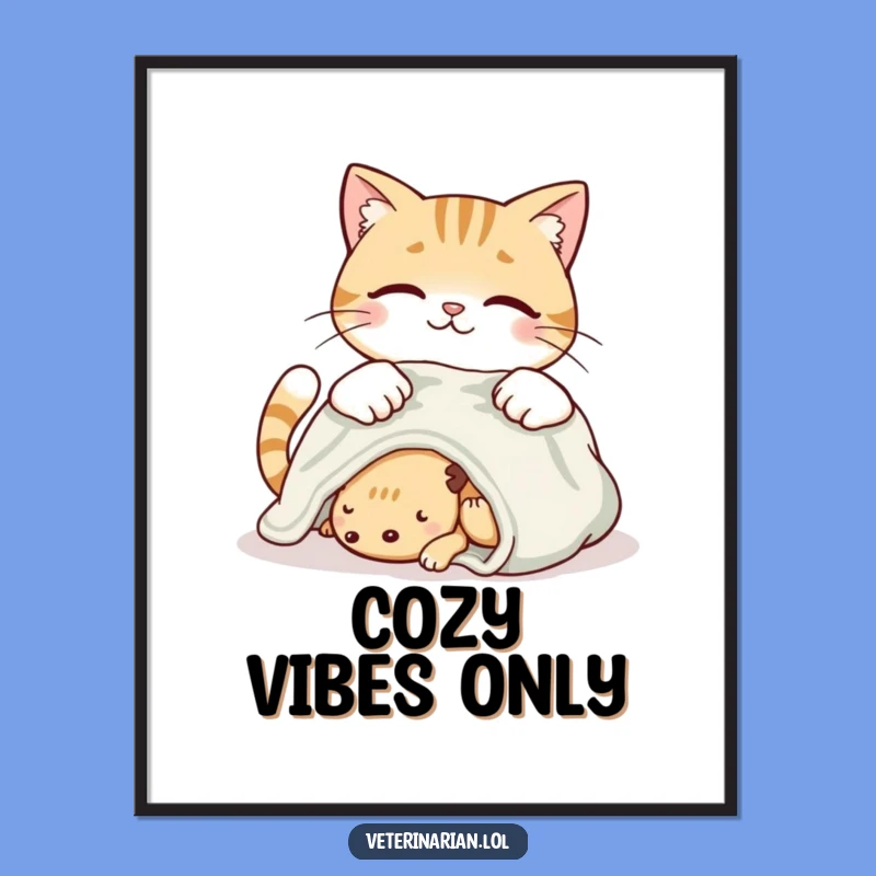 Funny Caring Cat Poster: Bring Warmth and Love to Your Walls