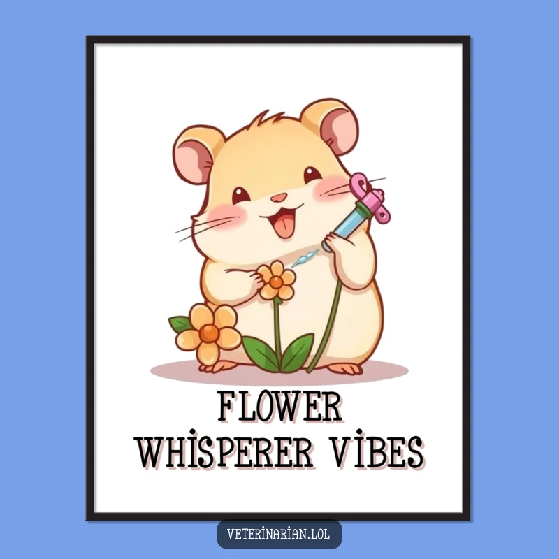 Funny Hamster Flower Poster: Decorate with Sweetness and This Funny Gift