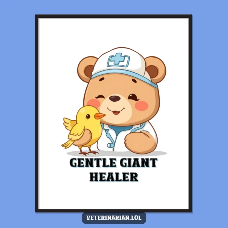 Funny Bear Vet Poster: Kind Art for a Healing Space